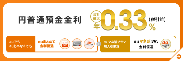 円普通預金金利　合計最大年0.33％（税引前）！