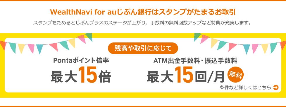 WealthNavi for auじぶん銀行はスタンプがたまるお取引