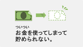 ついついお金を使ってしまって貯められない。